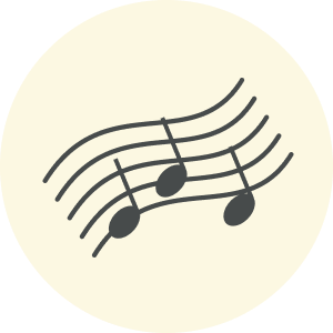 音符が流れるように並ぶ音楽のアイコン